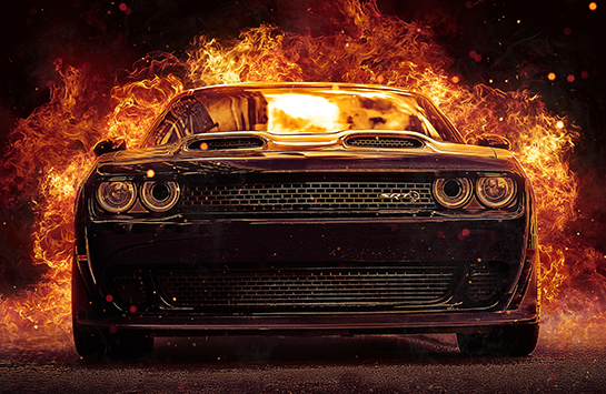 Dodge Challenger SRT Hellcat Redeye Widebody Flames Wallpaper